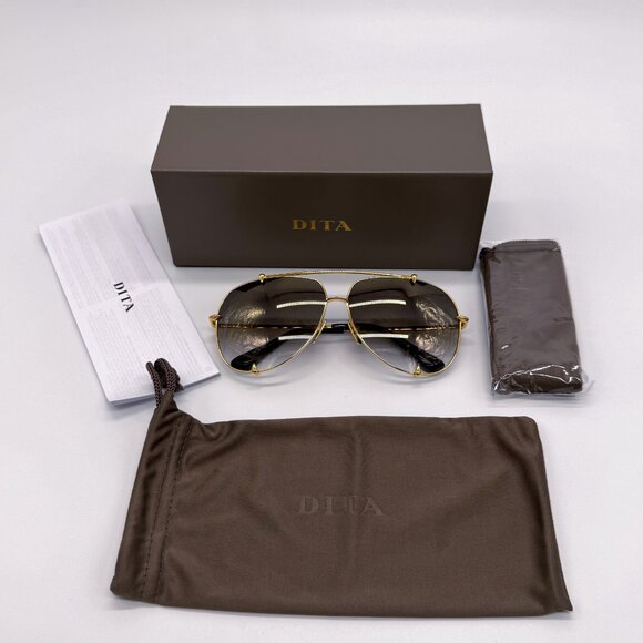 NEW DITA TALON-23007-D 18K GOLD GREY UNISEX TITANIUM SUNGLASSES DITA - Picture 16 of 16